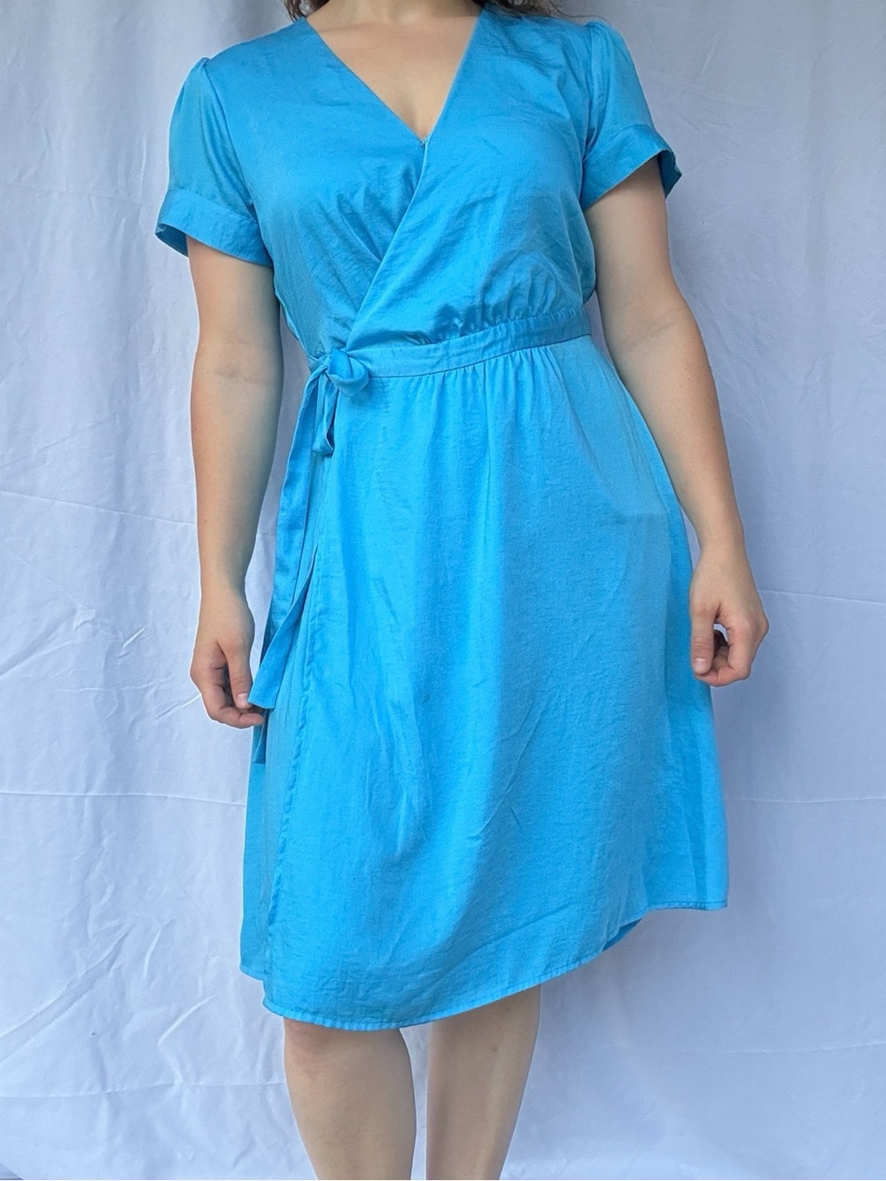 Banana Republic Blue Faux Wrap Midi Dress – Women’s Medium